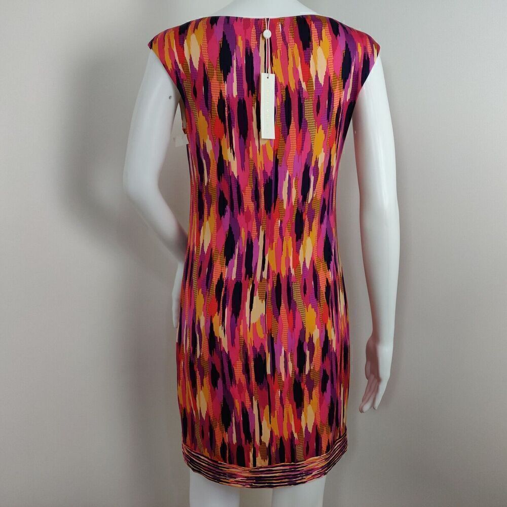 Trina Turk Ikat Shift Dress Size 2 Multicolor Sleeveless Stretch Keyhole USA NWT - Picture 6 of 12